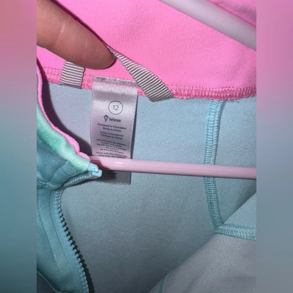 Ivivva by Lululemon Girls Full Zip Athletic Jacket Size 12 Blue Pink